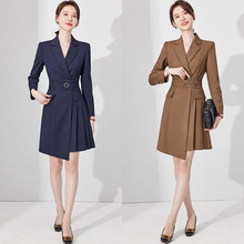 春秋季新款不对称高级感时尚职业连衣裙修身显瘦售楼部西装裙女OL