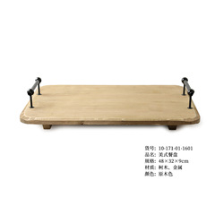 yfjy美式餐盤金屬把手托盤大小款早餐盤咖啡盤酒店木托盤