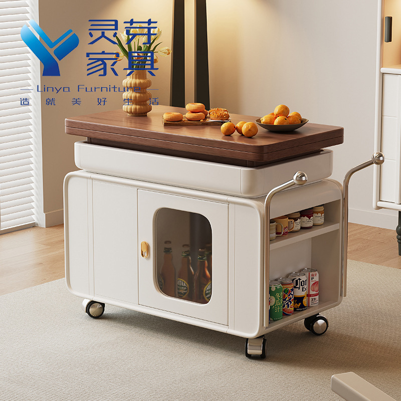 现代简约实木茶几可移动升降折叠茶台茶桌客厅家用小推车沙发边几|undefined