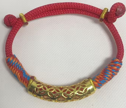 Red rope bracelet, bent pipe, style 2