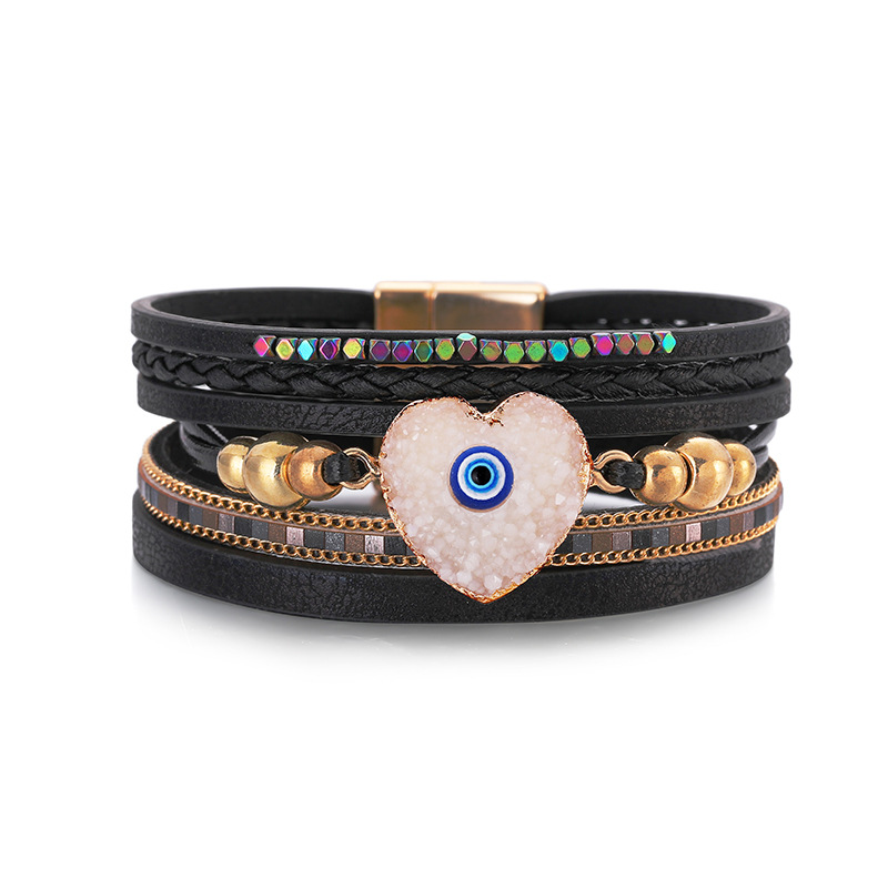 1 Pieza Moda Forma De Corazón Cuero Sintético Hecho A Mano Mujeres Brazalete display picture 7