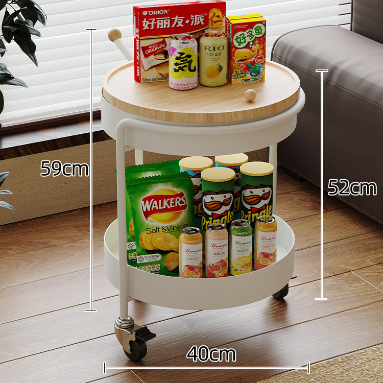 中古小推车置物架客厅边几可移动小茶几沙发边桌KTV推车铁艺双层|undefined