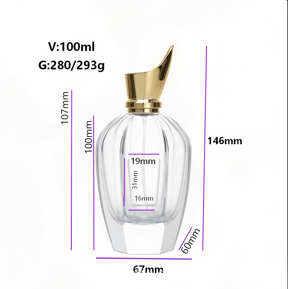 Inventario de color gradiente 50ml 100ml botellas de fragancia de vidrio de presión tipo bayonet botella vacía personalizada transfronteriza