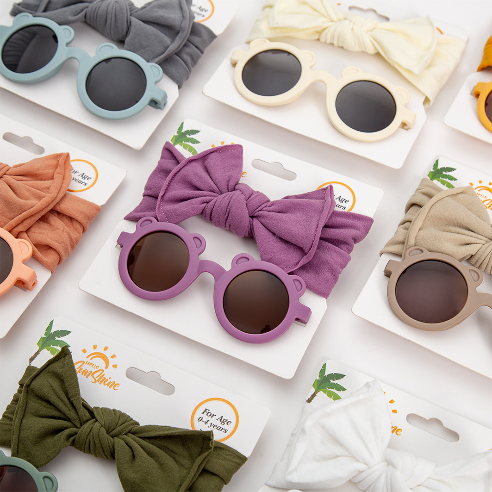 Ins-style new children's sun lens set with cartoon toy sunglasses for babies, nylon headband