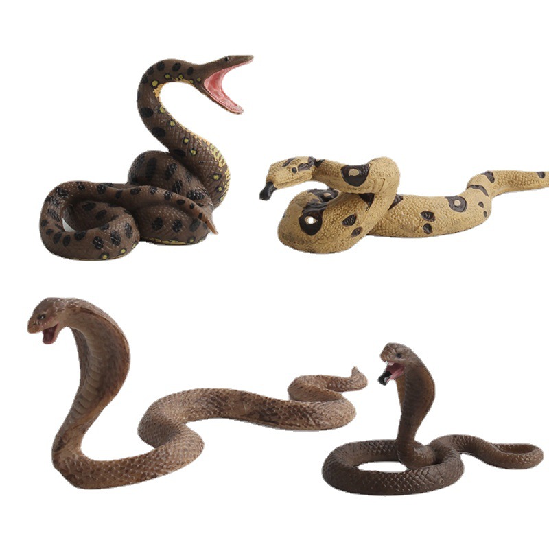 Venta caliente transfronteriza de simulación infantil bosque animal modelo juguete sólido Cobra Python adornos creativos