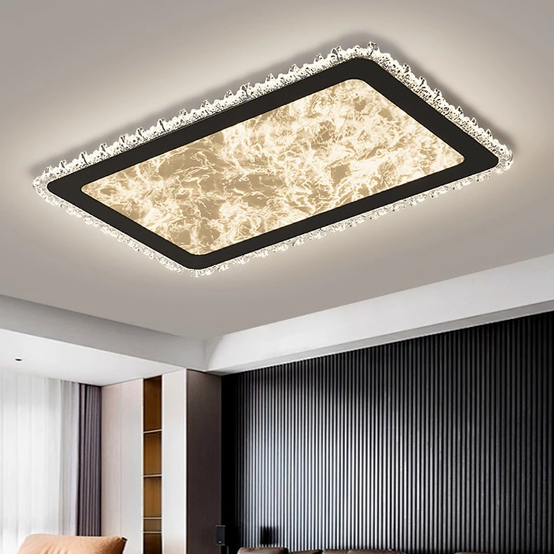リビングルームランプ LED ライト高級イタリアのミニマリストリビングルームメインライト長方形シーリングランプ家全体の組み合わせ照明パッケージ|undefined