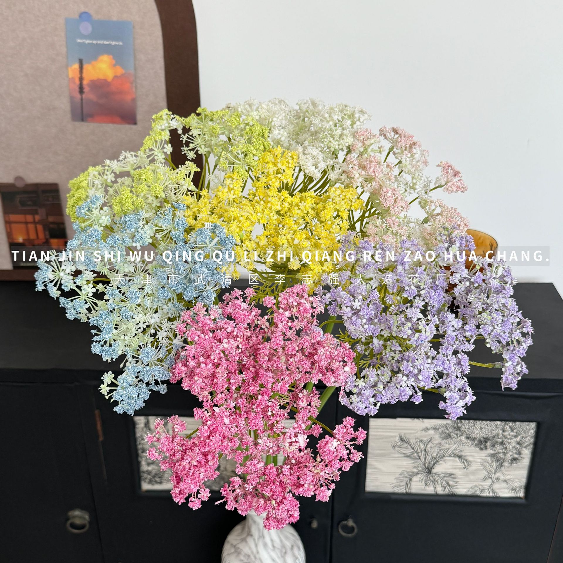 New Large Lace Artificial Flowers, Small Fresh Style Wedding Decoration Artificial Flowers, Photography Props, Artificial Rice Fruit Gypsophila