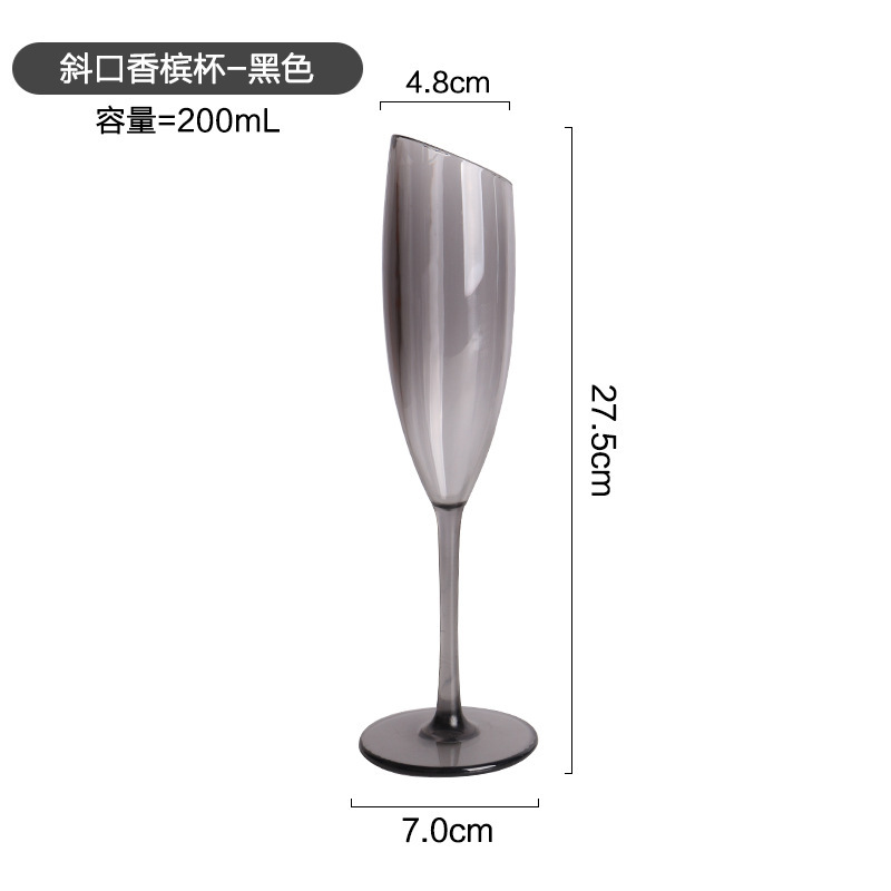 Copa de champán de acrílico creativo Copa PC taza hogar plástico negro transparente barra resistente a la caída taza de cóctel regalo