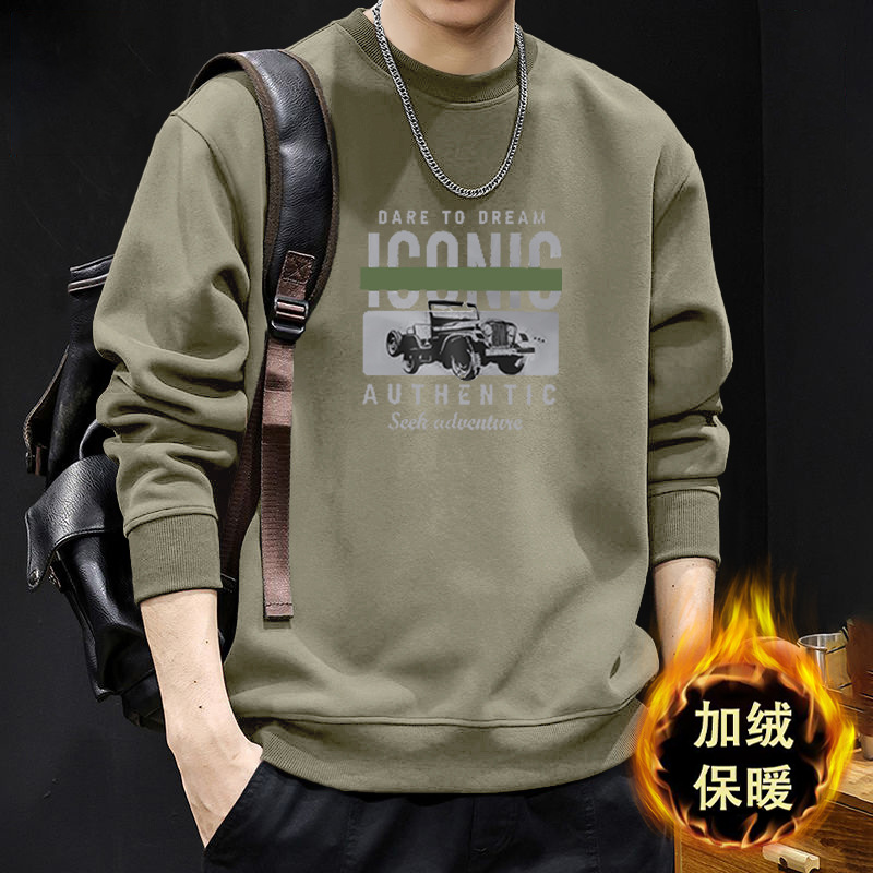 Pesado y camisa de cuello redondo para hombres nueva primavera y otoño marca de moda americana de manga larga chaqueta de otoño para hombres