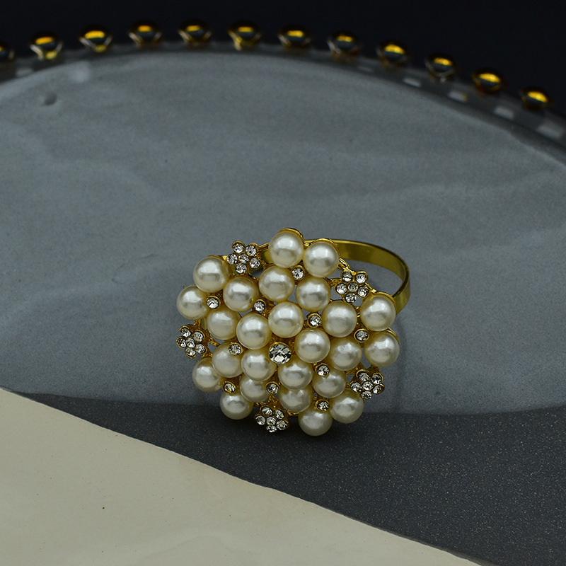 001 Vajilla de alta gama para restaurantes occidentales y hoteles con servilleteros de perlas con incrustaciones de diamantes, servilleteros, servilleteros huecos con perlas