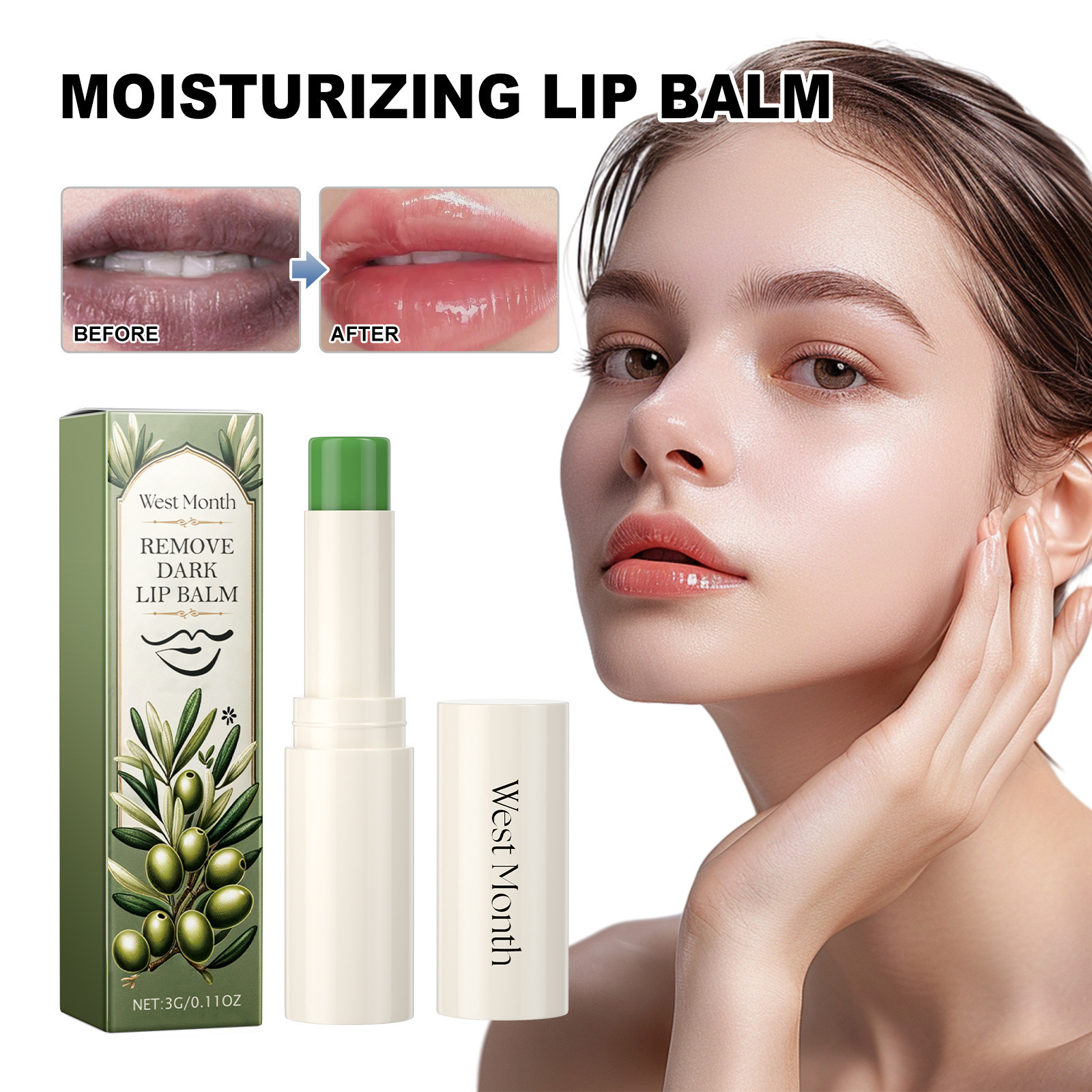 West Month Lip Balm for Dark Lip Lines, Moisturizing and Hydrating Lip Care, Reduces Lip Lines, Softens and Moisturizes Lips
