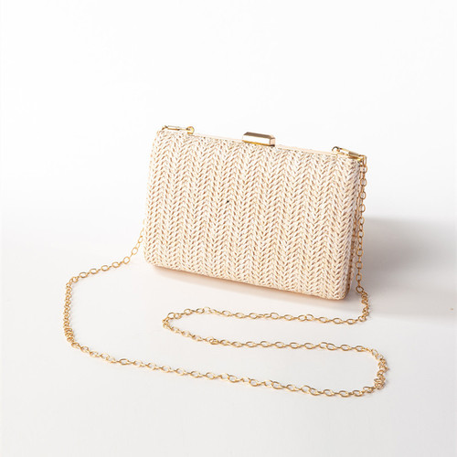Creative Grass Weaving Square Handbag, Evening Clutch, Ladies' Elegant Dinner Bag, Solid Color Chain Bag, Wholesale