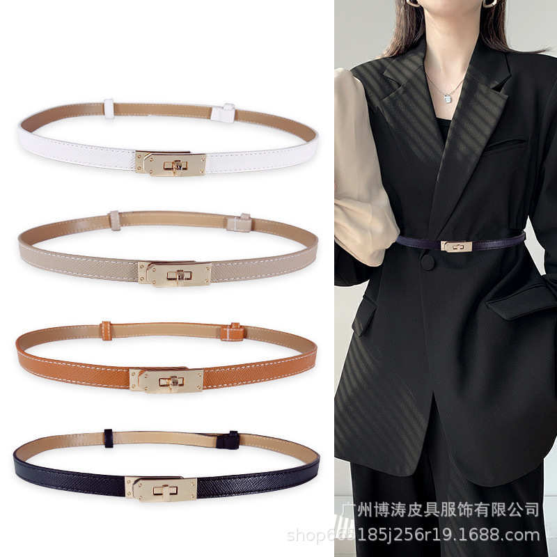 Cross Pattern High-End Retro Elastic Belt Women's Decorative Skirt Belt Women's Dress Versatile Leather