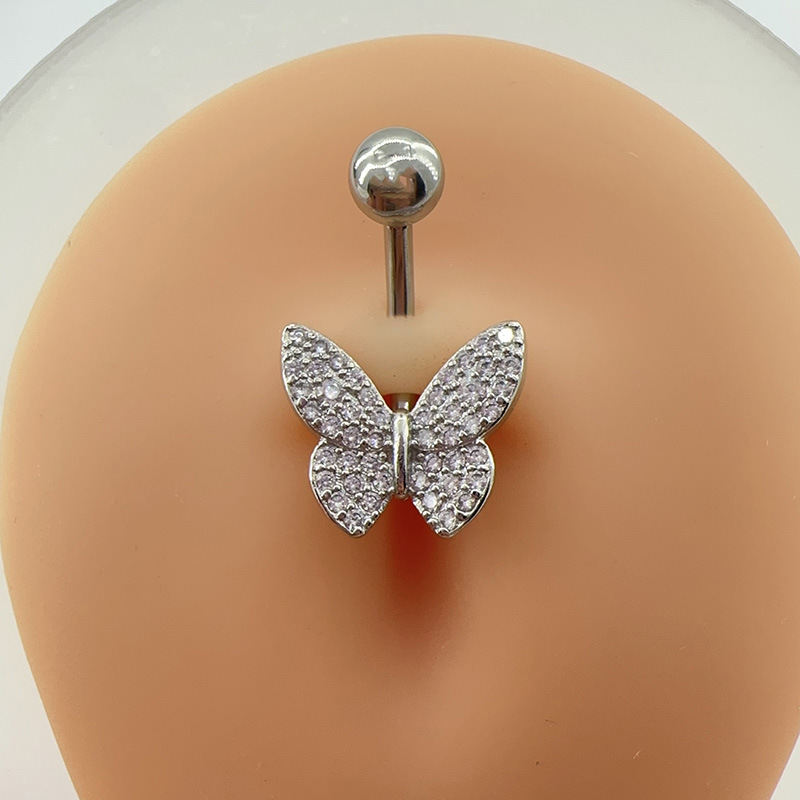 Piercing ombelico farfalla con zirconi e strass elegante_voghion.com