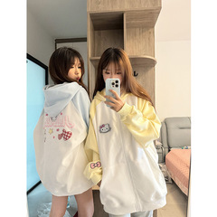 カップルの漫画のケイティの猫の帽子の衛の女性の春秋アメリカのゆったりしている怠惰な風のchiのデザイン感のファスナーのコート