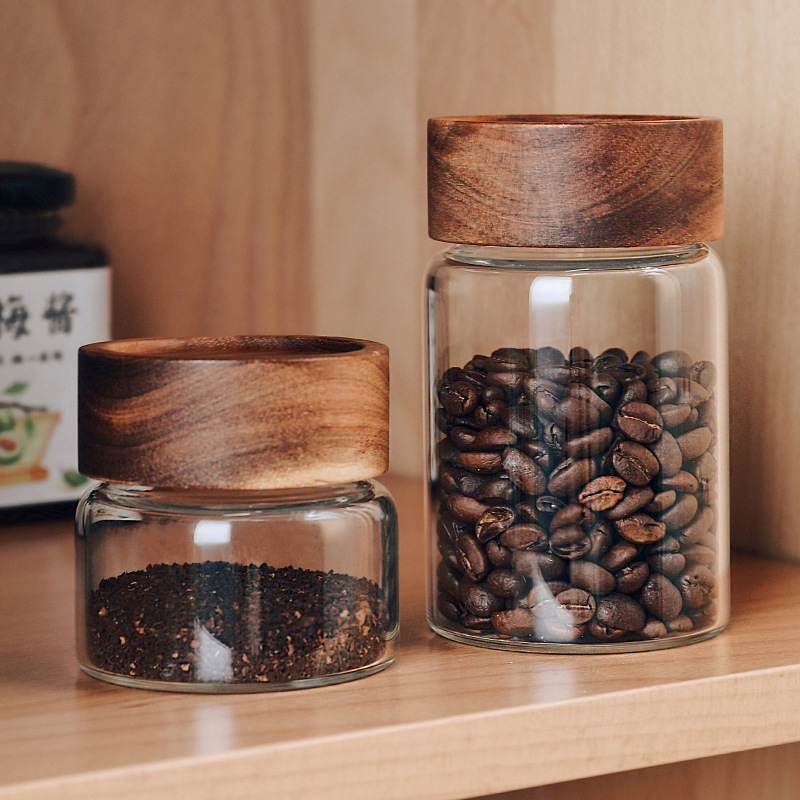 Small-Capacity Coffee Bean Storage Jar, High Borosilicate Glass Simple Household Moisture-Proof Jar, High-Value Thickeneded Storage Jar