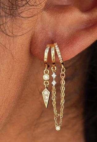 Light Luxury Women's Zircon Earrings Geometric Chain Pendant High-End Fashion Jewelry_voghion.com