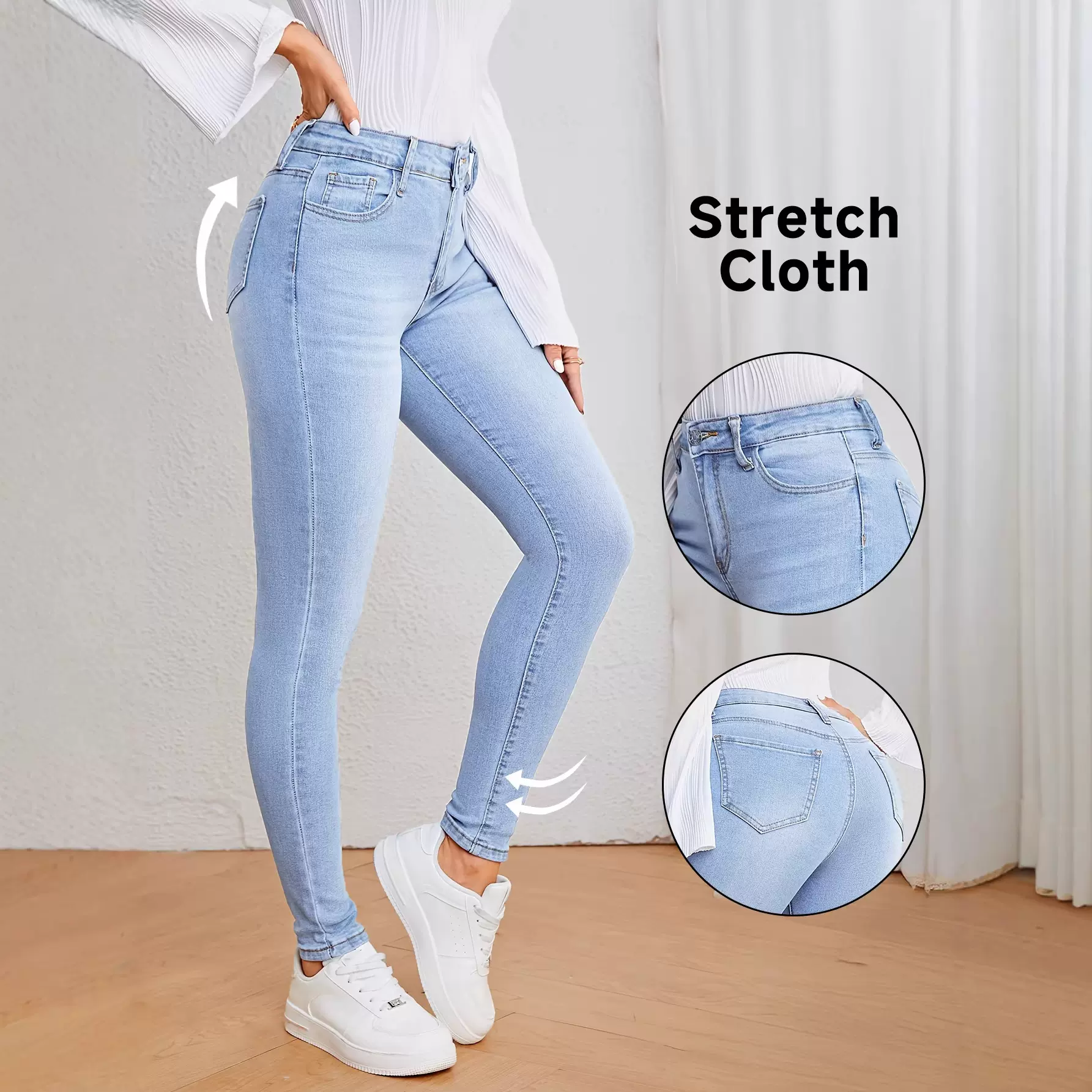 跨境欧美外贸女装 时尚个性女式弹力修身牛仔小脚裤一手货源