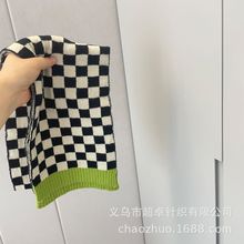 2021chic风儿童配饰冬季羊绒提花针织棋盘格围巾