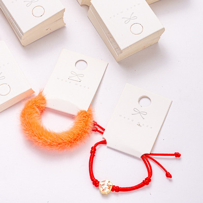 【現貨】200張/捆標價 手鏈發圈對折燙金印花包裝卡紙飾品吊卡