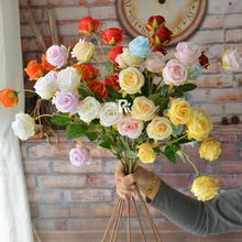 玫瑰花假花家居仿真花新娘手捧花束装饰花多头小玫瑰婚庆插花摆设