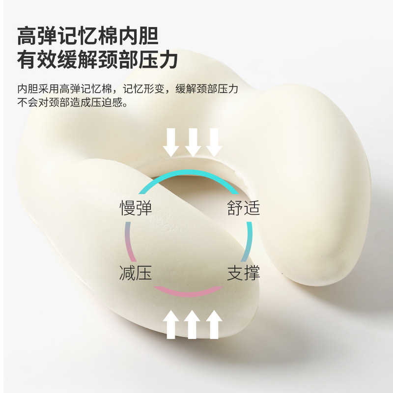 Factory new product memory foam U-shaped pillow slow rebound travel pillow removable and washable creative neck pillow cervical vertebra pillow customized logo