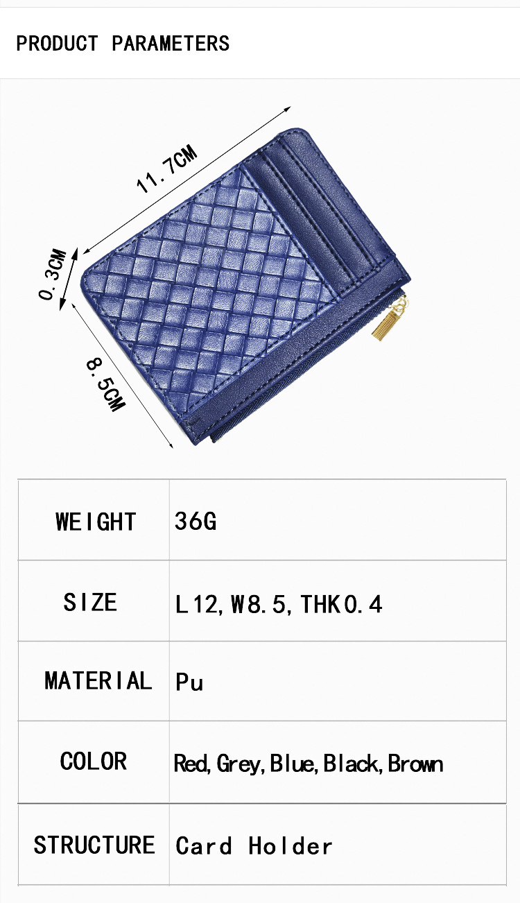 45g Weight Pu Leather Material Solid Color Pattern Unisex Gender Light Grey, Red, Blue, Black Color Korean New Simple Multi-card Position Ultra-thin Purse 21