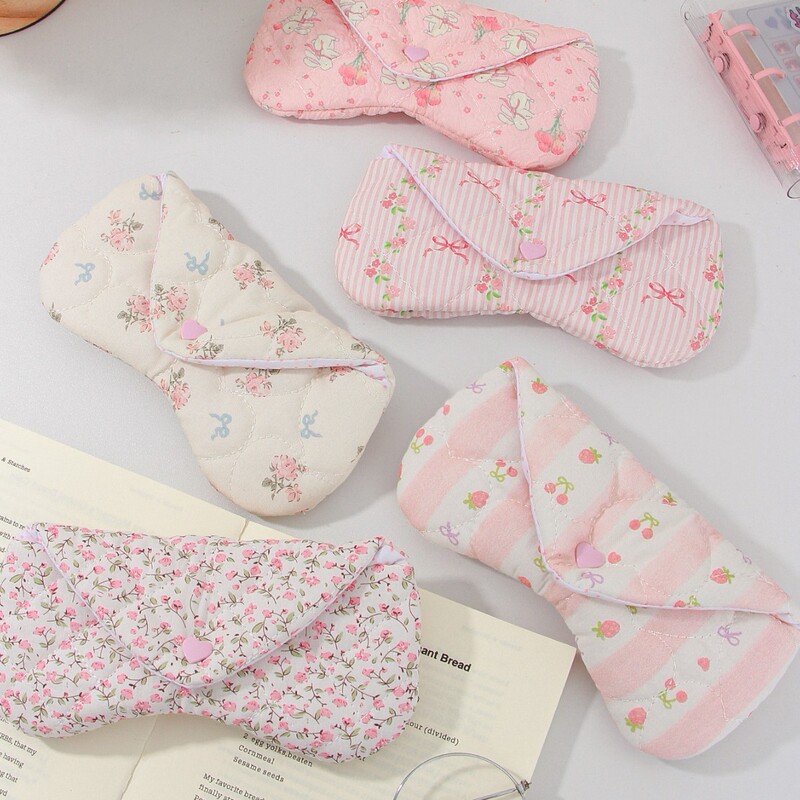 New Style Fresh Strawberry Print Portable Glasses Bag for Women, Cute Girly Storage Bag, Anti-Pressure Glasses Protective Case