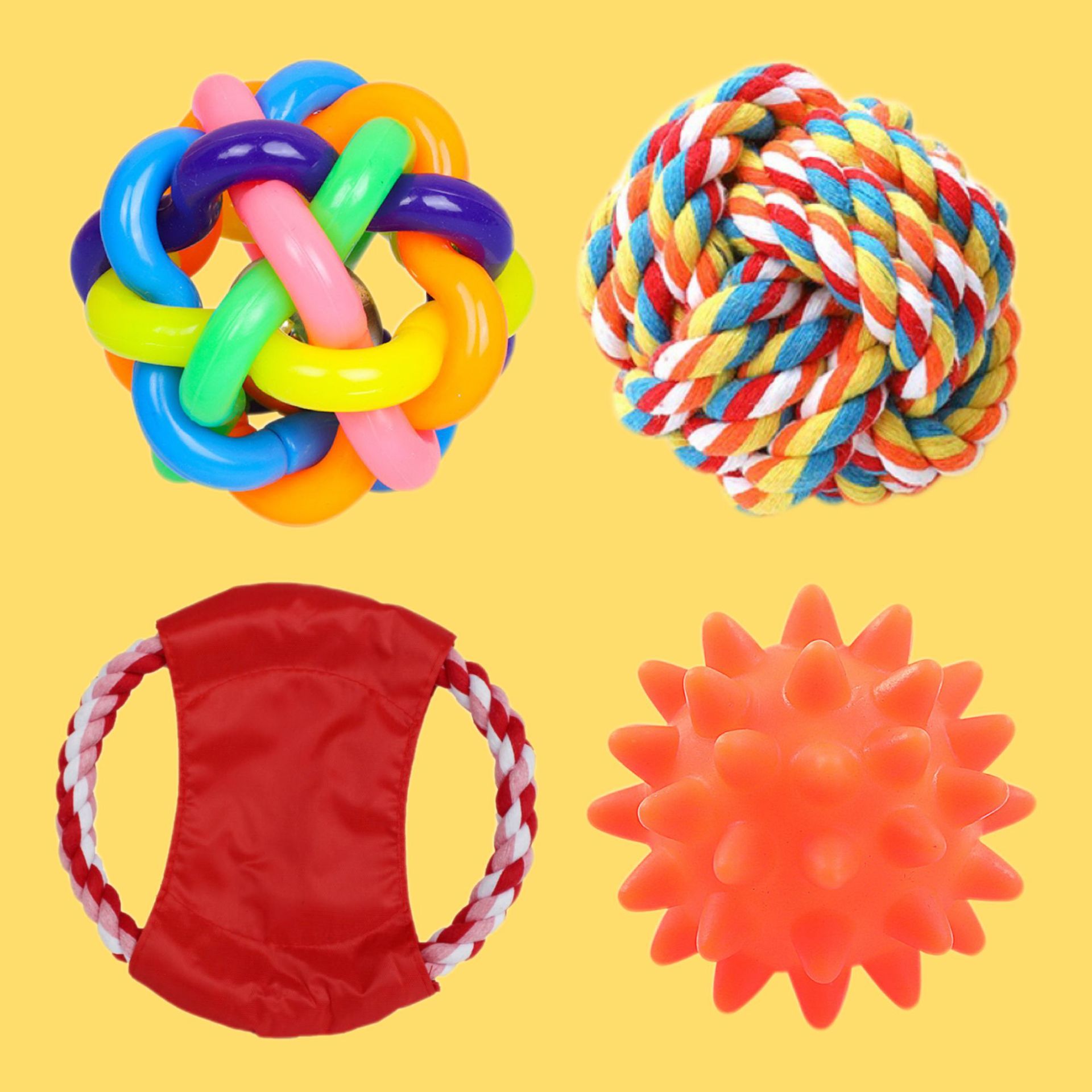 Juguetes para perros Teddy de pelo dorado, juguetes sonoros de goma, palillos para perros pequeños y medianos, bolas de cuerda para aliviar el entretenimiento.