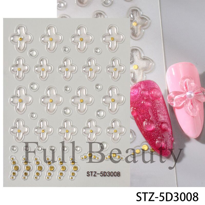 FULL BEAUTY跨境新款美甲贴纸浮雕巴洛克花纹烫金轻奢宫廷风贴纸|undefined