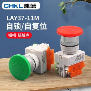 一开一闭自复位按钮开关LAY37-11M蘑菇头按钮铜件银触点电源开关