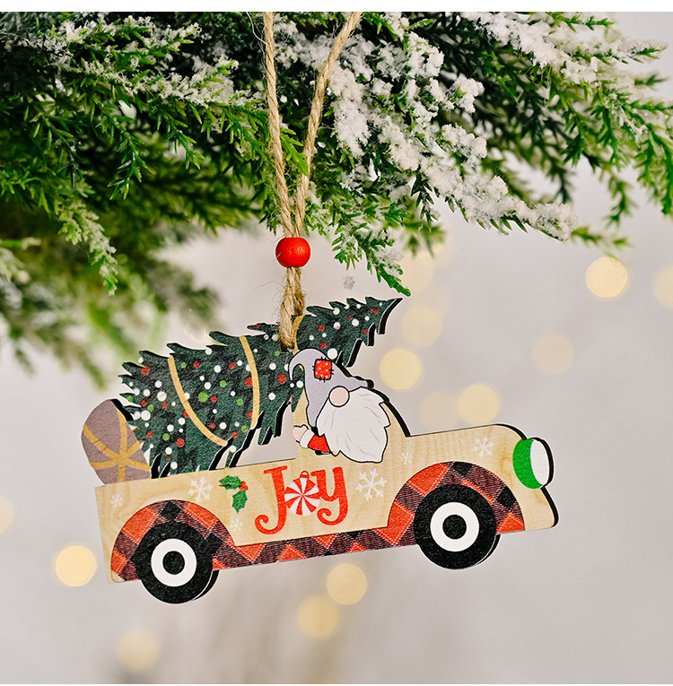 Christmas Cute Letter Car Wood Daily Festival Hanging Ornaments display picture 6