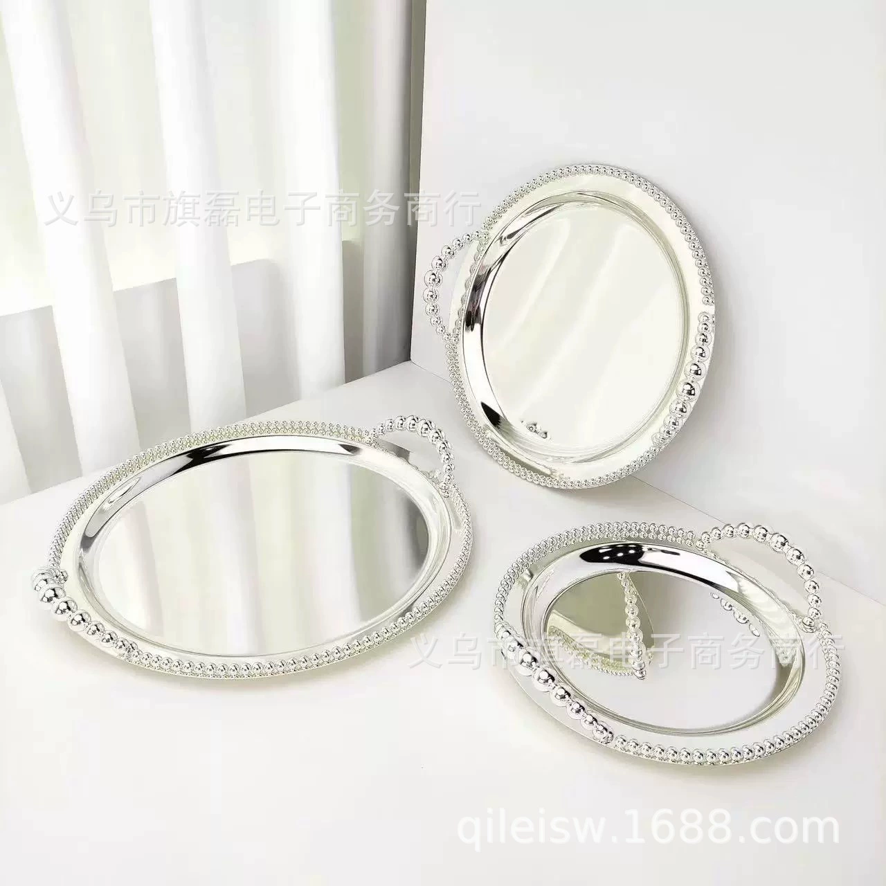 Изысканный европейский металлический посеребренный круглый поднос, декоративная тарелка, тарелка для фруктового торта, украшения для свадебной вечеринки