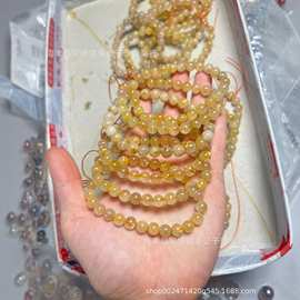 厂家直销天然金发晶手串圆珠手链性价比高金发晶圆珠手串DIY饰品