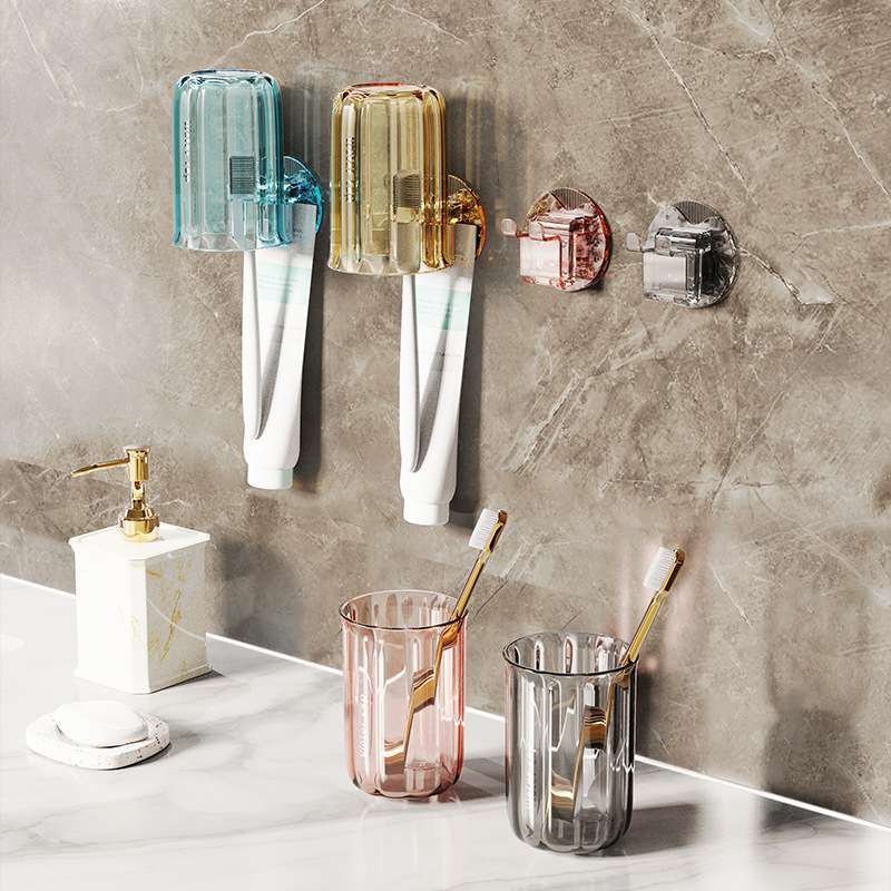 Taza de dientes cepillo de dientes tipo pared sin perforación inodoro aparatos dentales eléctricos enjuague bucal porta taza conjunto familiar