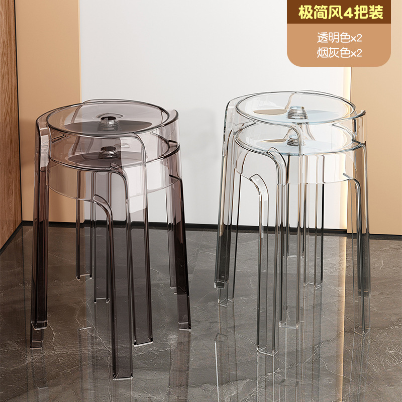 Taburetes transparentes de plástico para el hogar, sillas de comedor gruesas, bancos apilados, molinos de viento, taburetes redondos, sillas acrílicas
