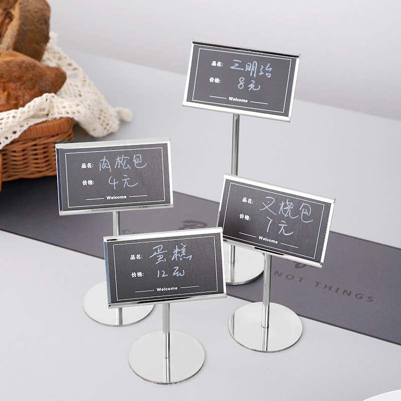 Soporte de menú de acero inoxidable creativo soporte de tarjeta de menú de restaurante soporte de mesa soporte de asiento de mesa Nombre de menú buffet soporte de exhibición