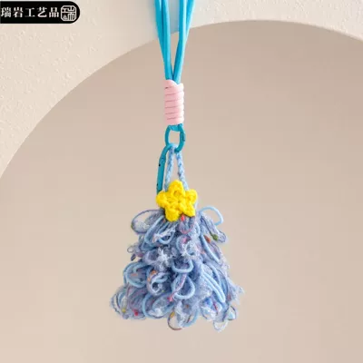 finished products, woolen Christmas tree – Car hanging - misty-blue-star-flakes-small-tree-pendant