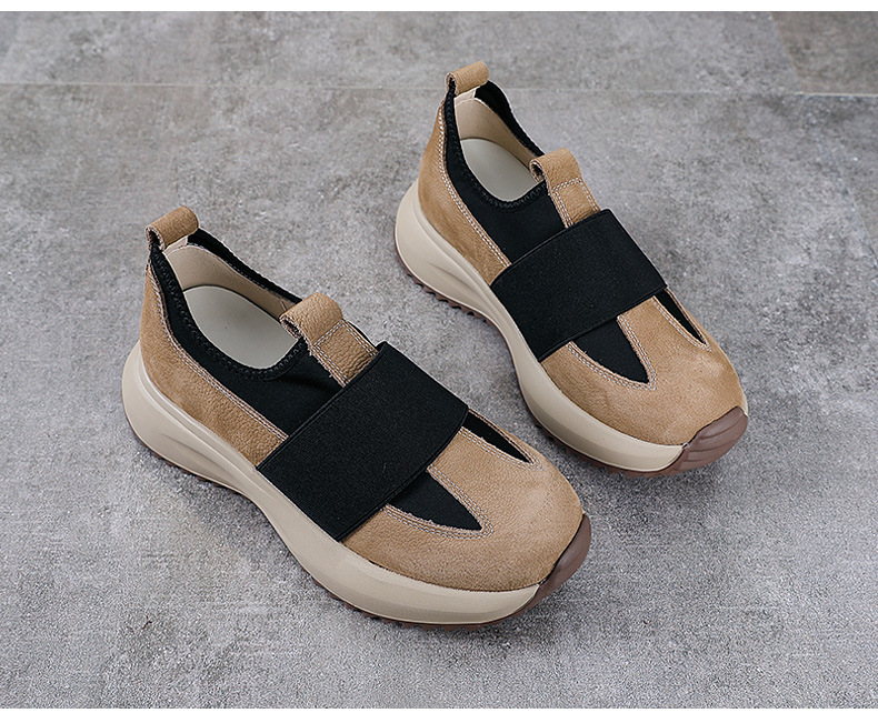 Giày sneaker nữ da bò đế dày cổ điển phong cách Agan — Đen trắng chi tiết 13