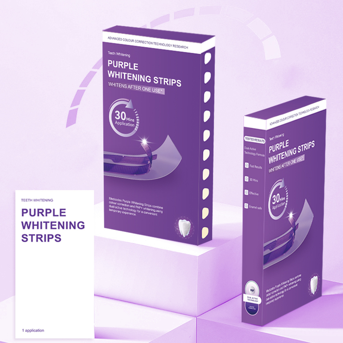 V34紫色牙贴 去黄炫白牙齿贴片Purple Whitening Strips美白牙贴