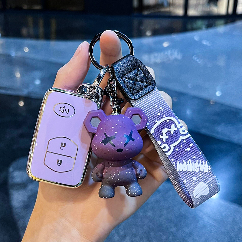 도요타 I-스마트 3 키 혼 [싱글 쉘 퍼플] + 퍼플 폭력 곰 펜던트