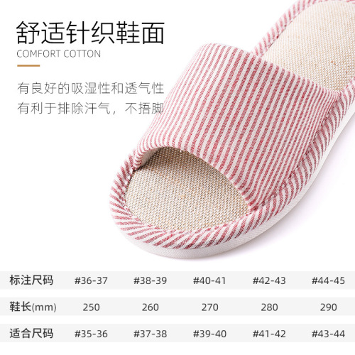 Linen Slippers for Men - Summer Simple Home Cotton Lined Breathable Sweat Absorbent All-Season Non-Slip Indoor Soft Sole Cool Slippers