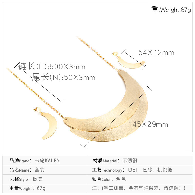 fashion creative stainless steel rhinestone earrings necklace set wholesale Nihaojewelry