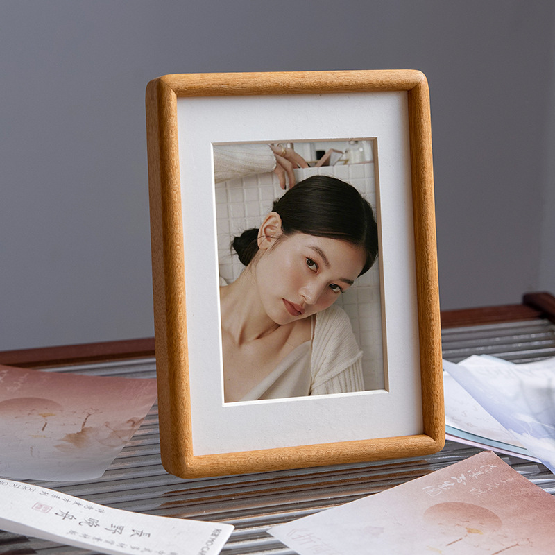 Round-Cornered Black Walnut Solid Wood Photo Frame for Tabletop Display, with Photo Printing and DIY Frame Making 678inch Walnut Photo