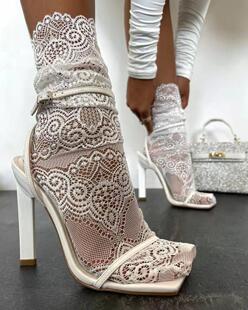 2023 European and American fashion foreign trade Internet celebrity simple one-strap ultra-high heel sandals women's shoes square toe chunky heel women's sandals
