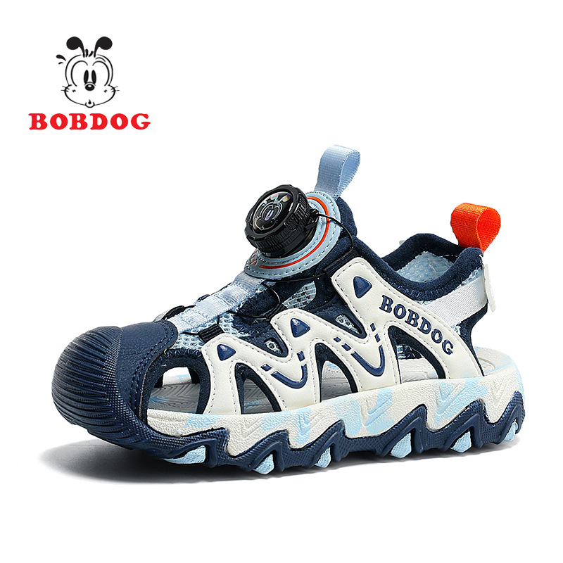 Sandalias Babudou para niño verano nuevo estilo antideslizante botón de suela suave sandalias Baotou zapatos de playa princesa para niñas grandes y medianas