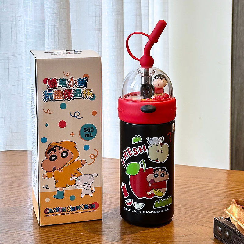 蜡笔小新篮球保温杯2025新款女高颜值可爱吸管杯子儿童大容量水杯|undefined