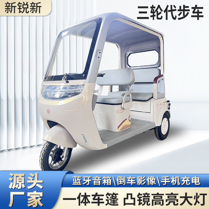 Nuevo triciclo eléctrico con cobertizo para recoger y dejar a los niños de doble fila para pasajeros y carga, triciclo eléctrico de ocio de doble uso para ancianos