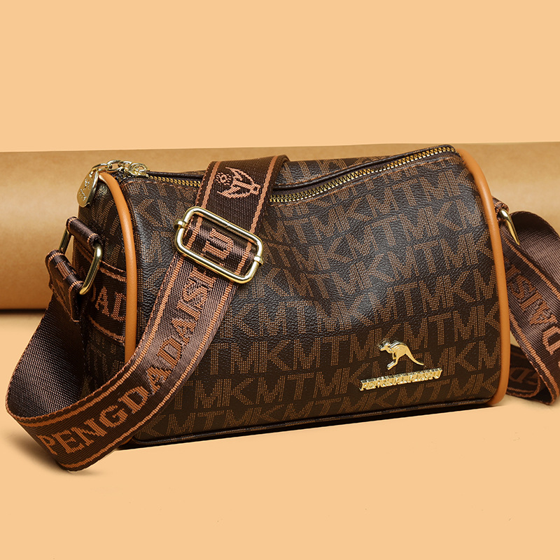 2024 nueva bolsa de hombro casuales de mujer de gran capacidad impresa retro bolso de Boston moda versátil bolso de almohada