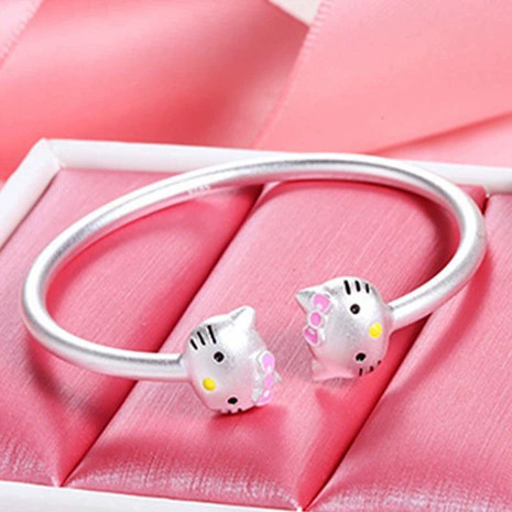 KT bracelet angel Hello Kitty high-value student bracelet solid push-pull birthday gift drop oil open bracelet